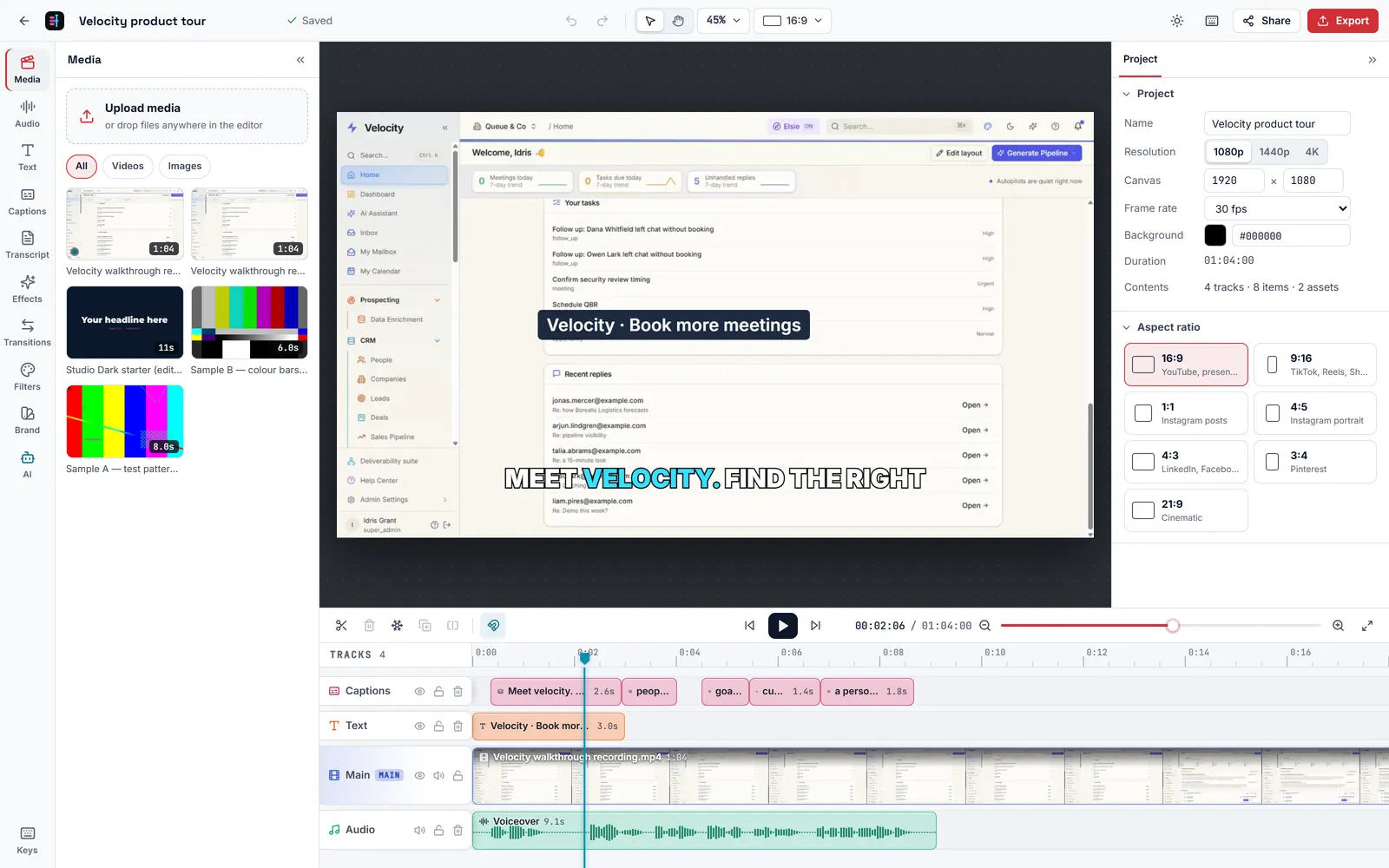 Producer Studio application screenshot